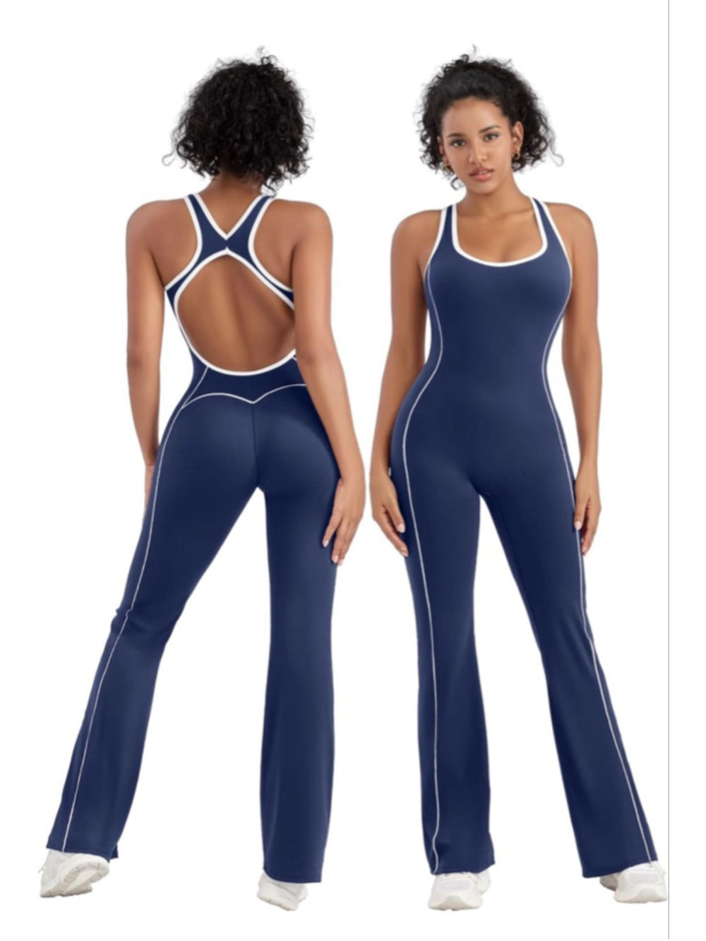 NEW Flare Jumpsuit Backless Workout Hollow 1 Pc Padded Unitard S